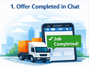 Transportuppdrag markerat som slutfört och bekräftat i ExusTrans chattgränssnitt
